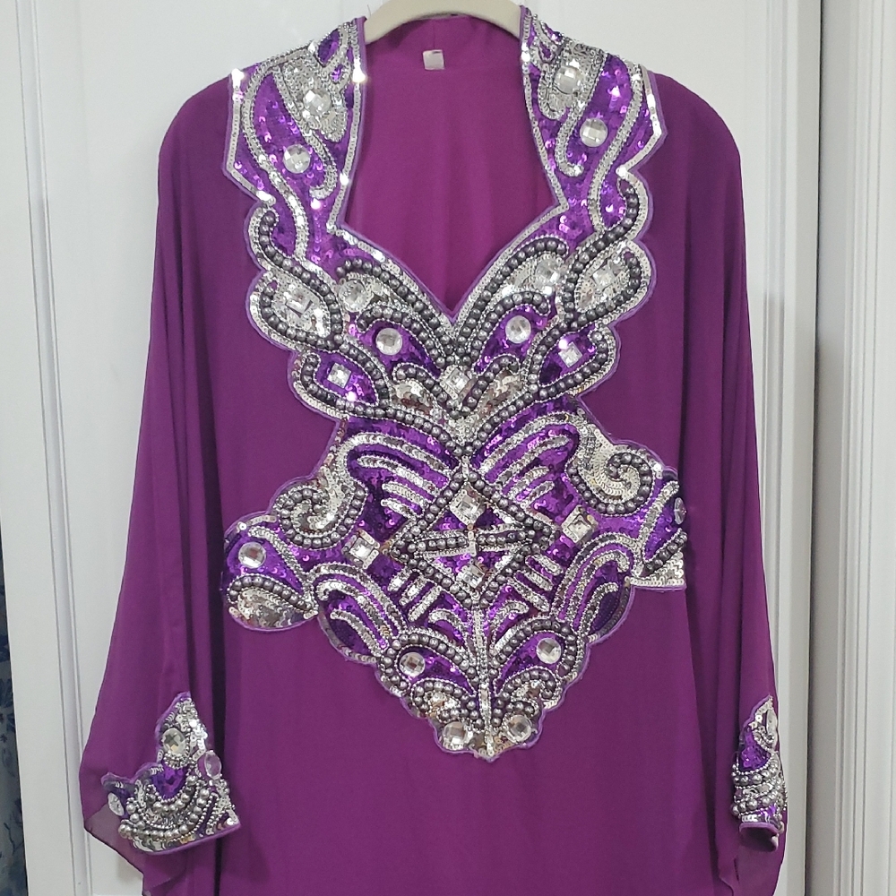 KAFTAN Glamorous Purple Embellished Maxi Dress Lined inside.